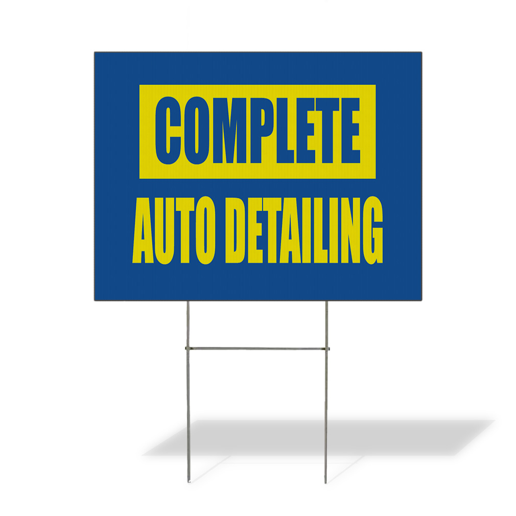 Weatherproof Yard Sign Complete Auto Detailing Business Blue Lawn ...