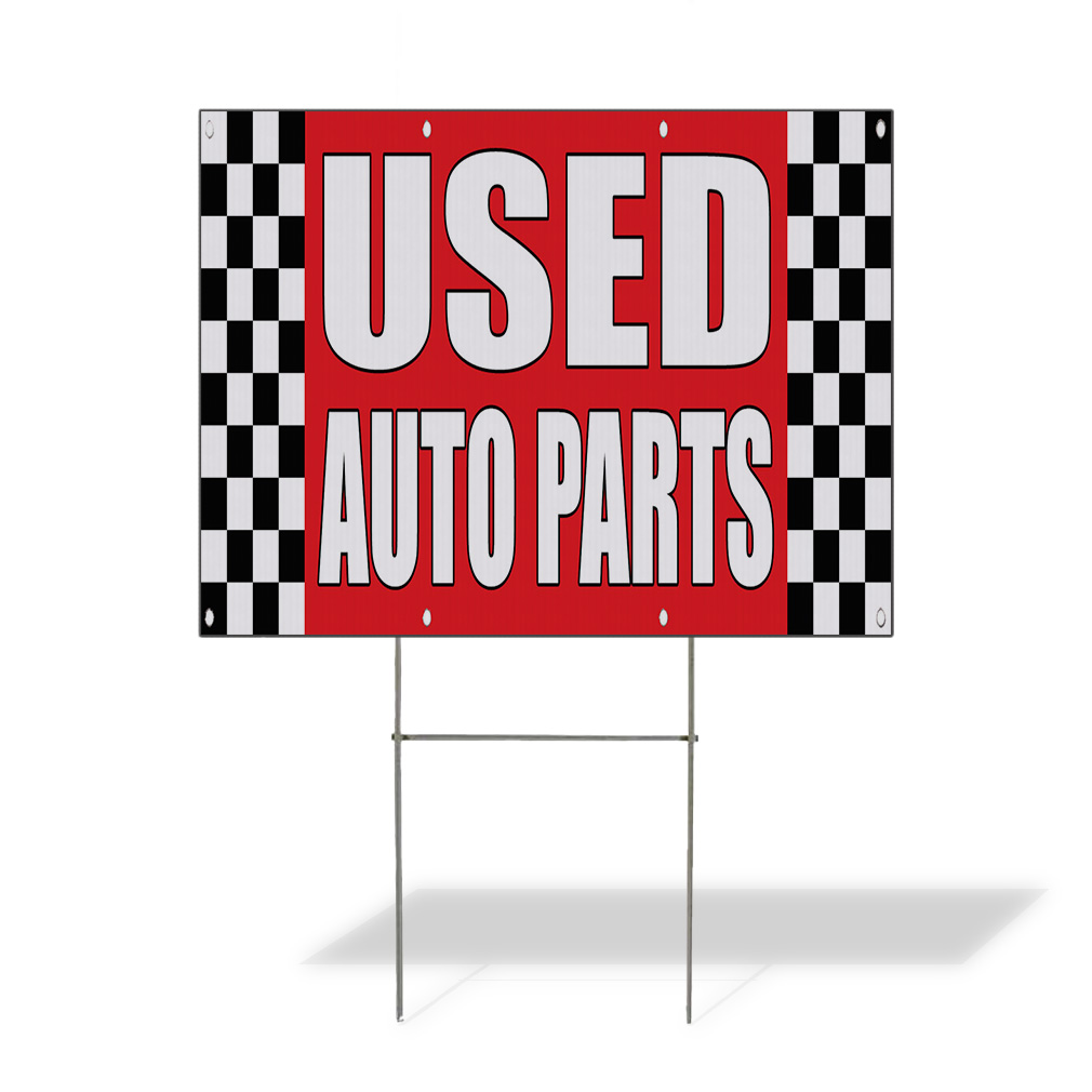 Weatherproof Yard Sign Used Auto Parts Body Shop Car Repair A Red Lawn Garden