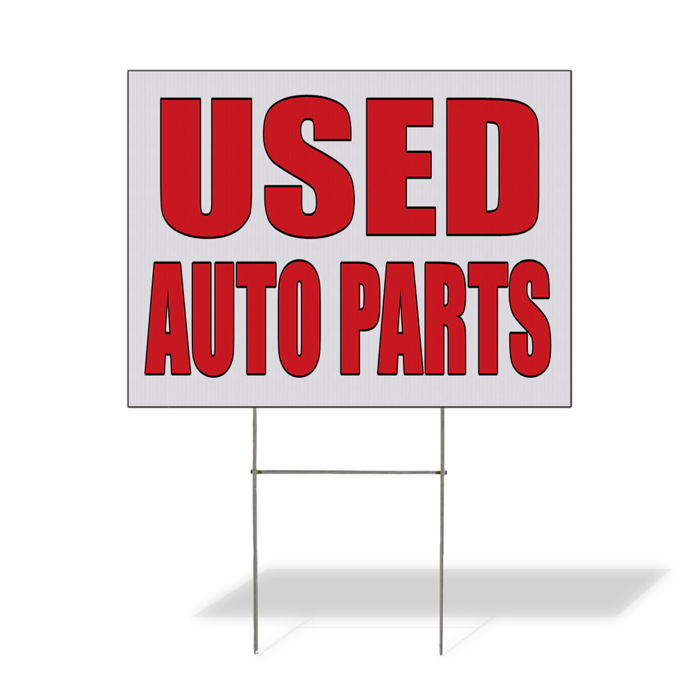 Weatherproof Yard Sign Used Auto Parts Body Shop Car Repair B White Lawn Garden