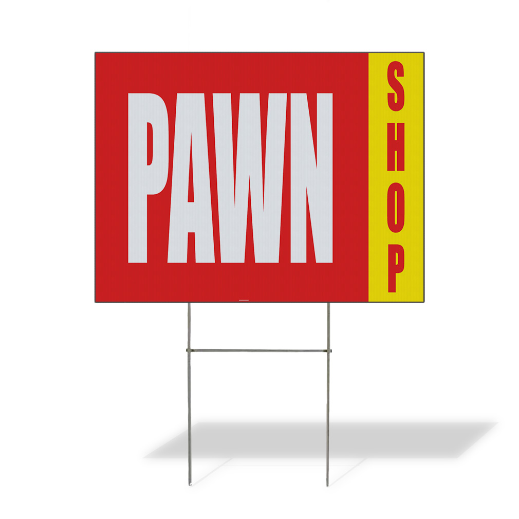 Weatherproof Yard Sign Pawn Shop Promotion Business Red Lawn Garden