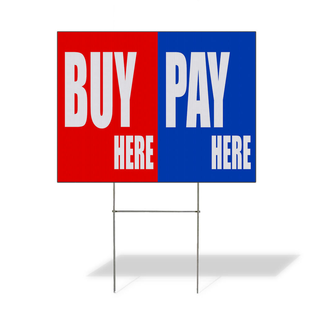 Weatherproof Yard Sign Buy Here Pay Promotion Business Red Lawn Garden