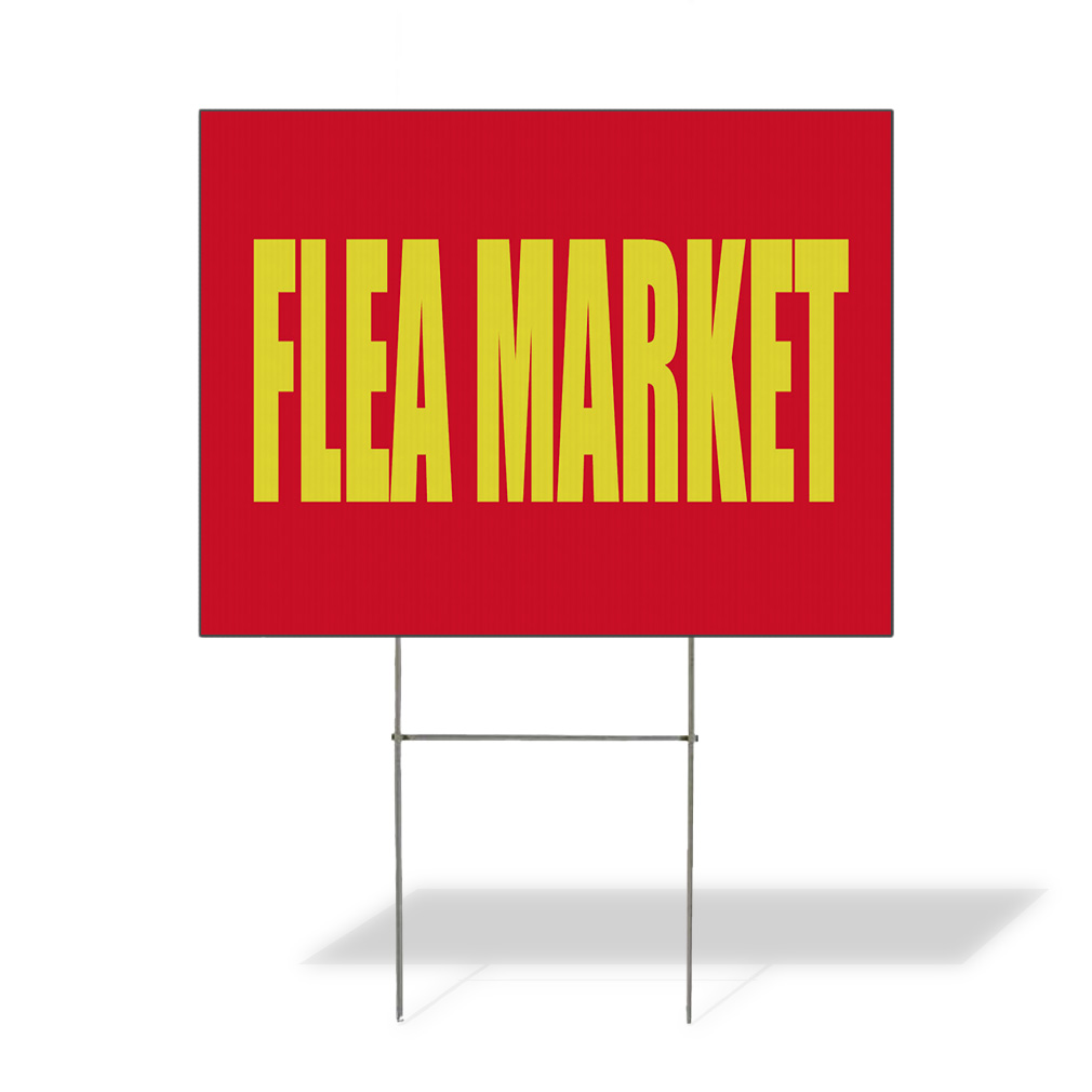 Weatherproof Yard Sign Flea Market Promotion Business Red Lawn Garden