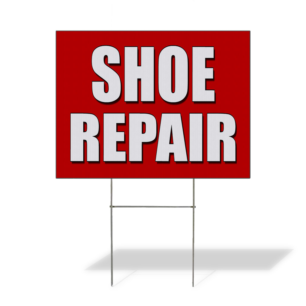 Weatherproof Yard Sign Shoe Repair Promotion Business Red Lawn Garden