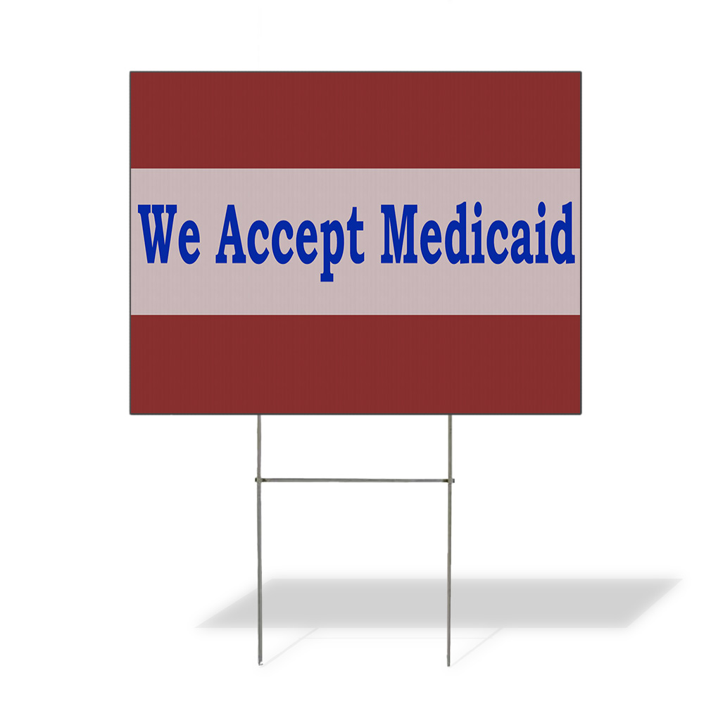 Weatherproof Yard Sign We Accept Medicaid Pink Orange Lawn Garden