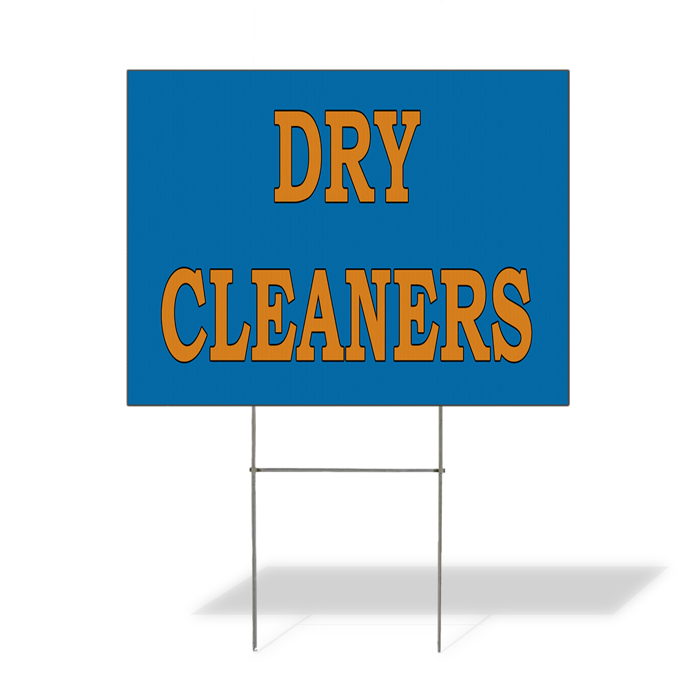 Weatherproof Yard Sign Dry Cleaners Blue Business Advertisement Lawn Garden