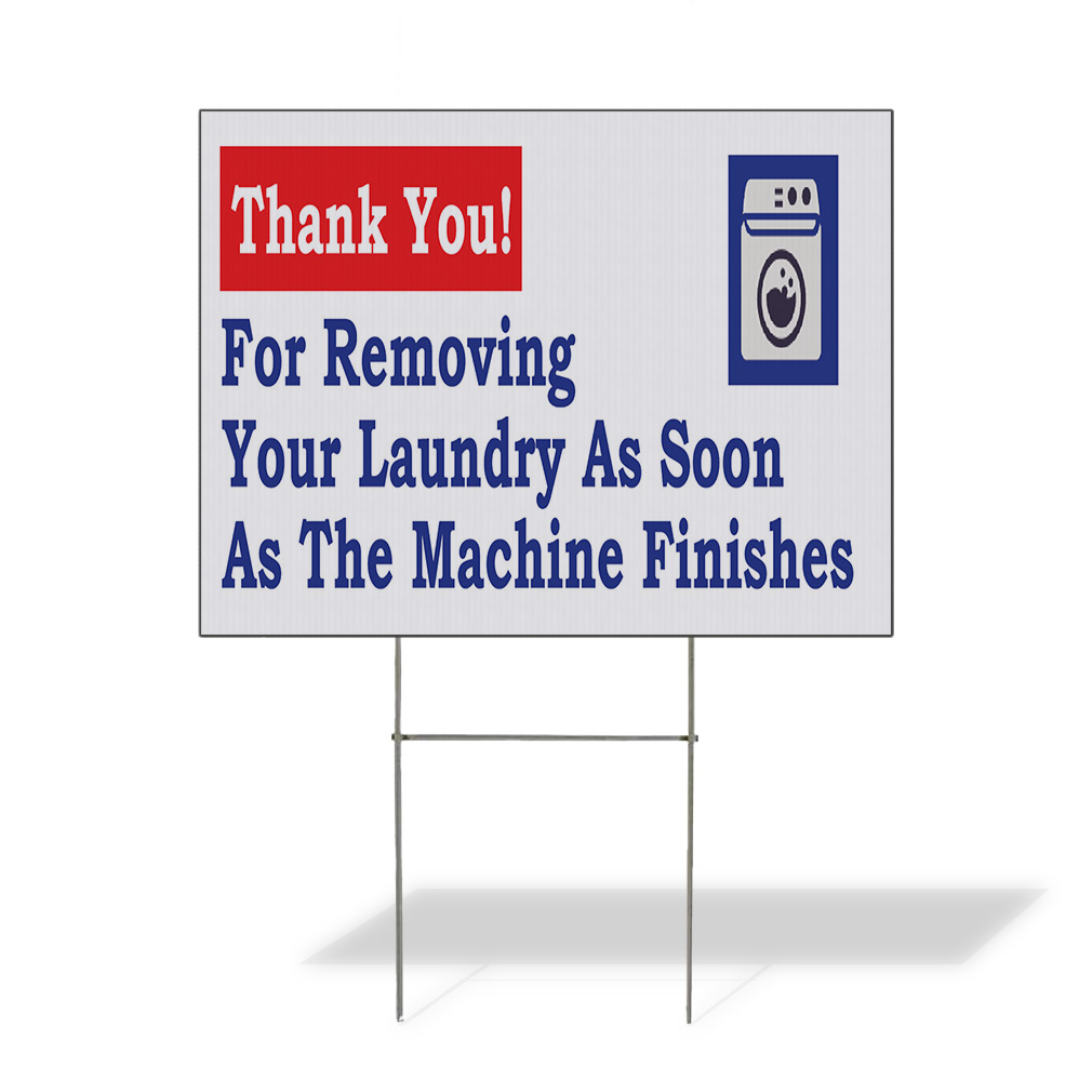 Weatherproof Yard Sign Thank You Removing Laundry Laundromat White Lawn Garden