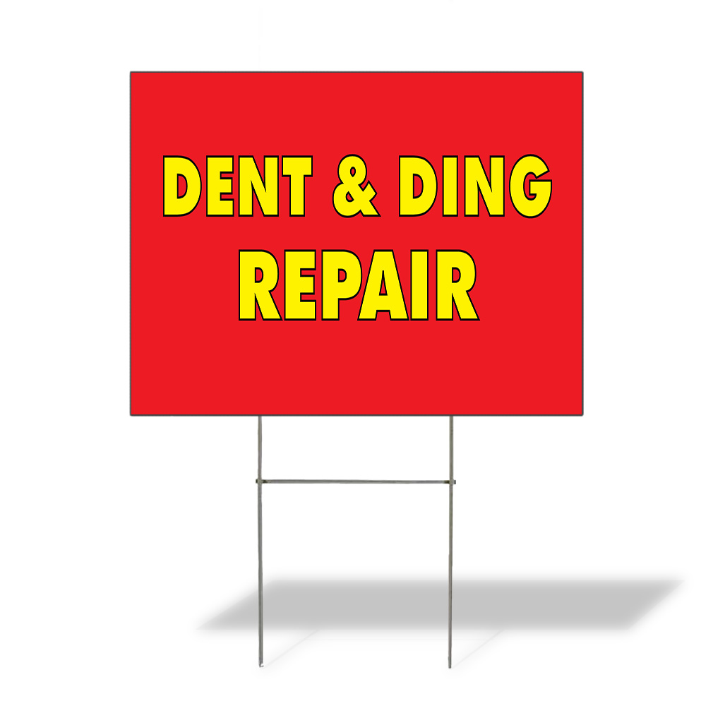 Weatherproof Yard Sign Dent & Ding Repair Advertising Printing Red Lawn Garden
