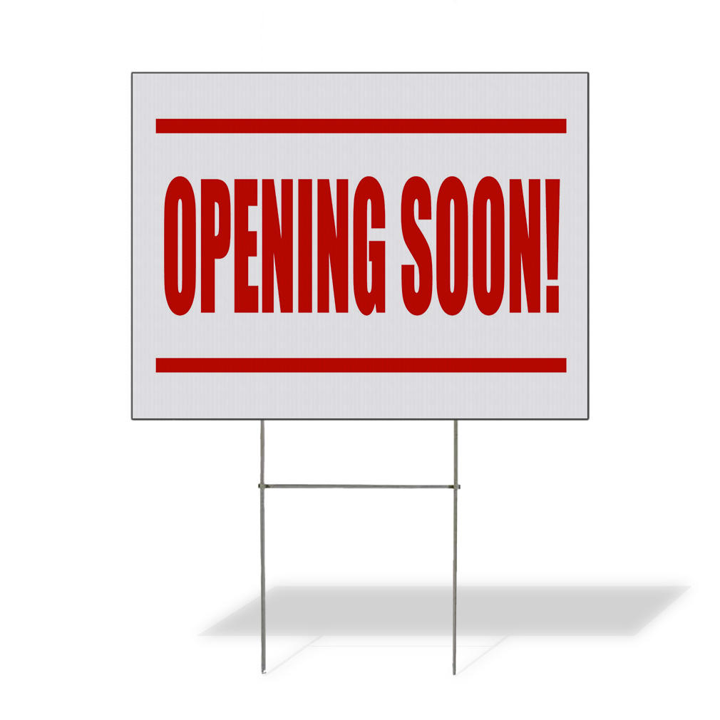 Weatherproof Yard Sign Opening Soon! Promotion Business Red Lawn Garden