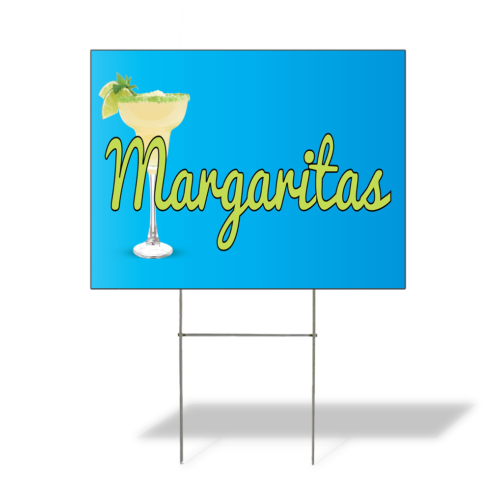 Weatherproof Yard Sign Margaritas Outdoor Advertising Printing Blue Lawn Garden
