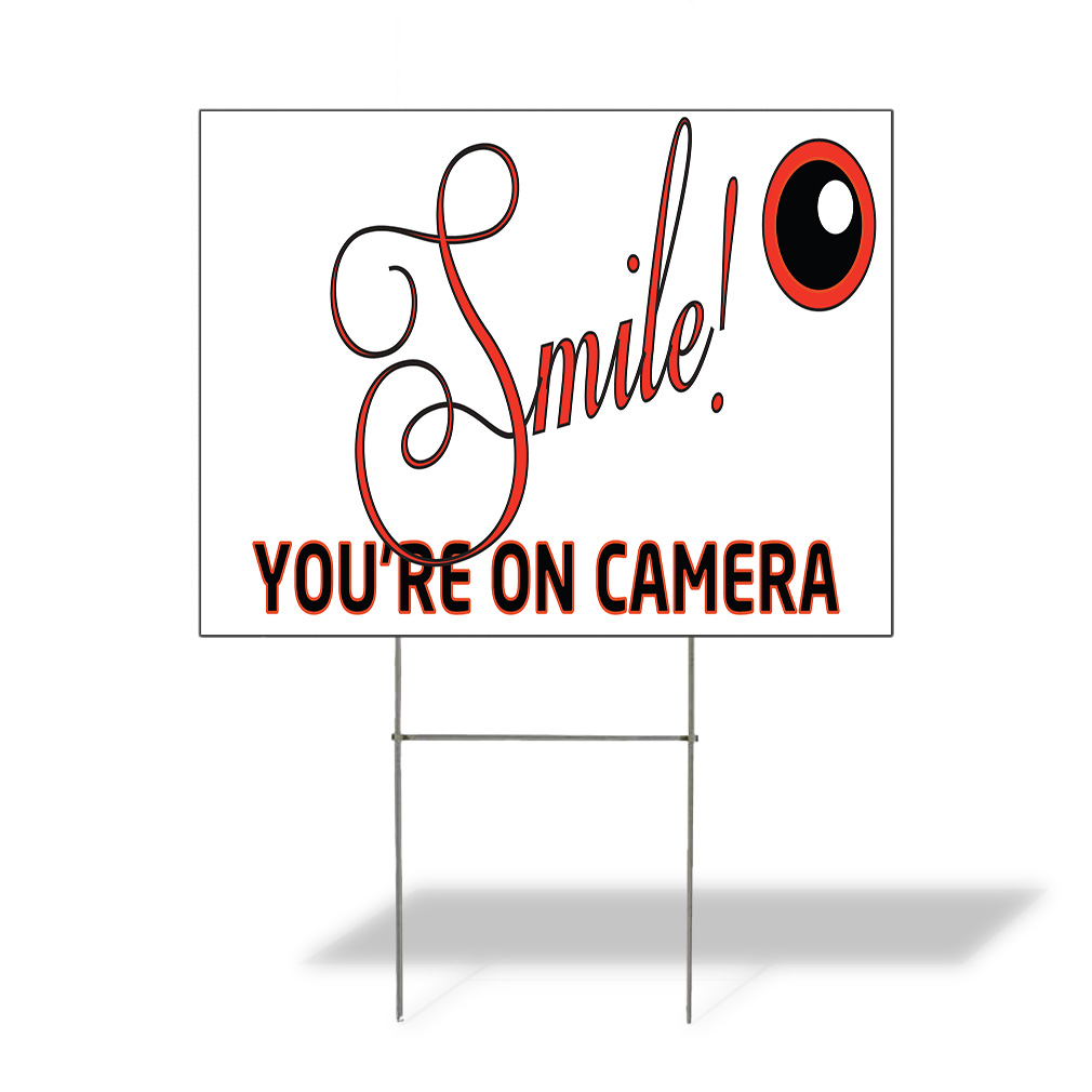 Weatherproof Yard Sign Smile You’Re on Camera Advertising Printing Lawn Garden