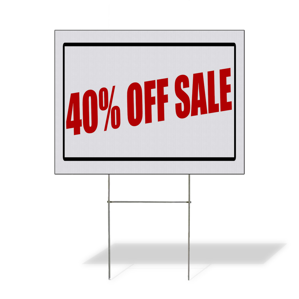 Weatherproof Yard Sign 40% off Sale Promotion Business Red Lawn Garden