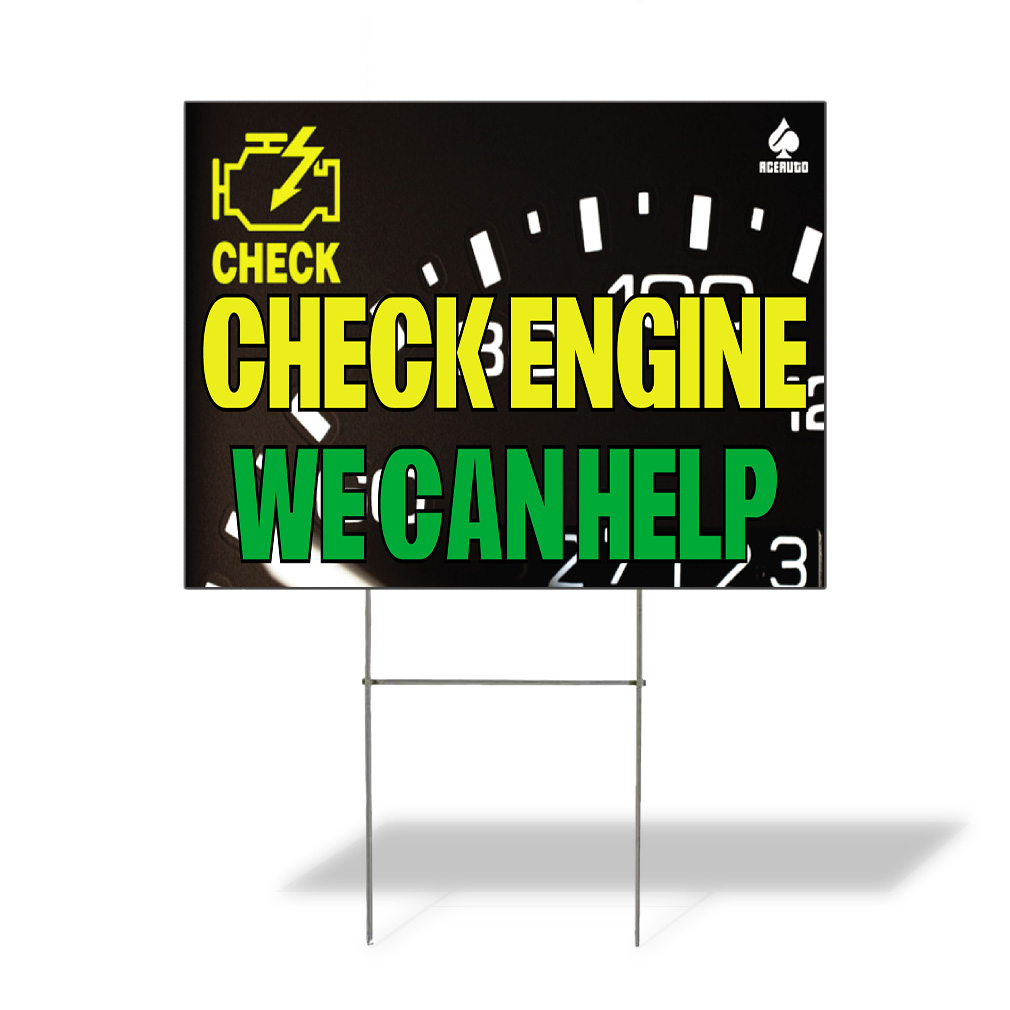 Weatherproof Yard Sign Check Engine We Can Help Lawn Garden Auto Repairs