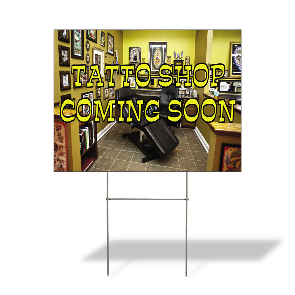 Weatherproof Yard Sign Tattoo Shop Coming Soon Advertising Printing Lawn Garden