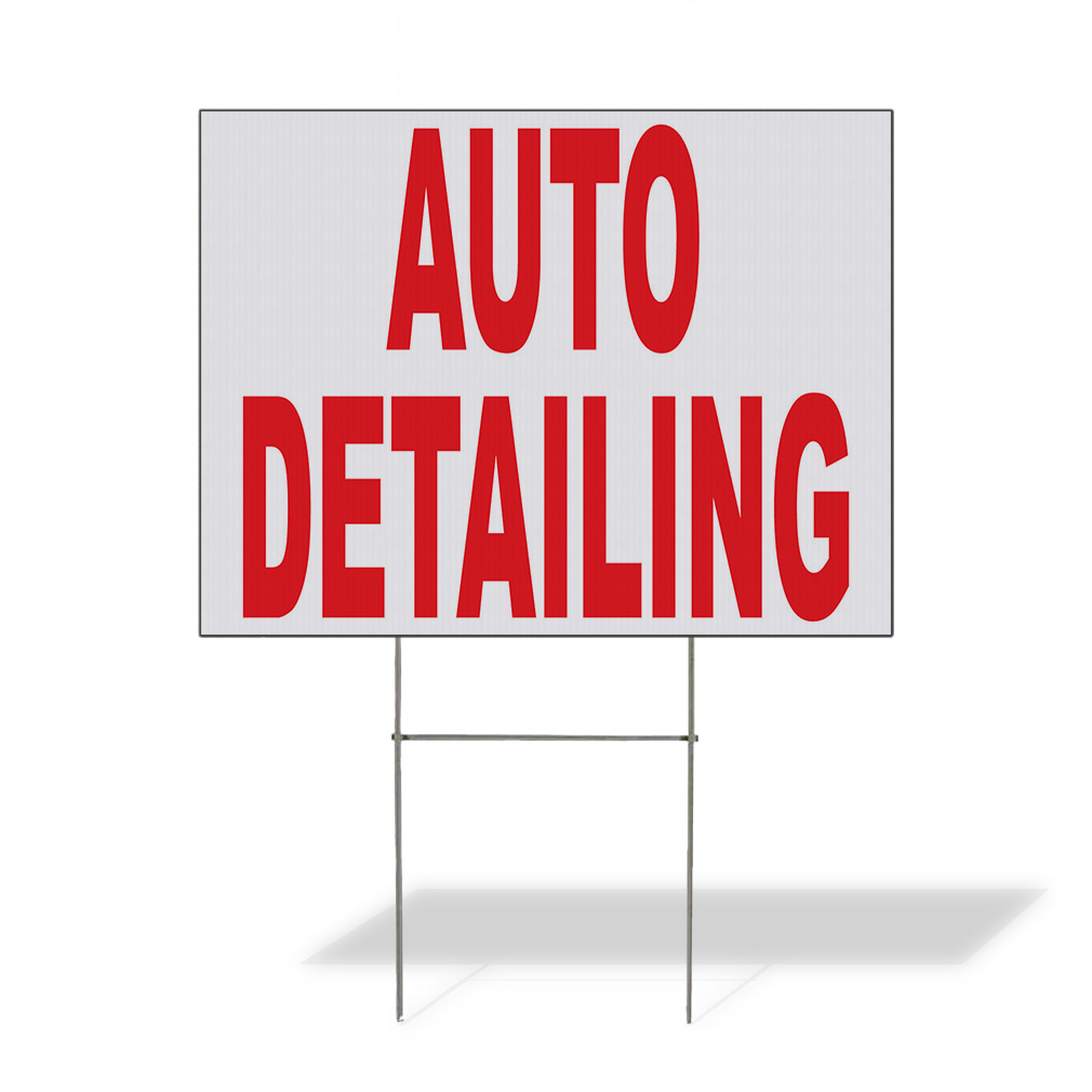Weatherproof Yard Sign Auto Detailing Red Car Repair Shop B Lawn Garden
