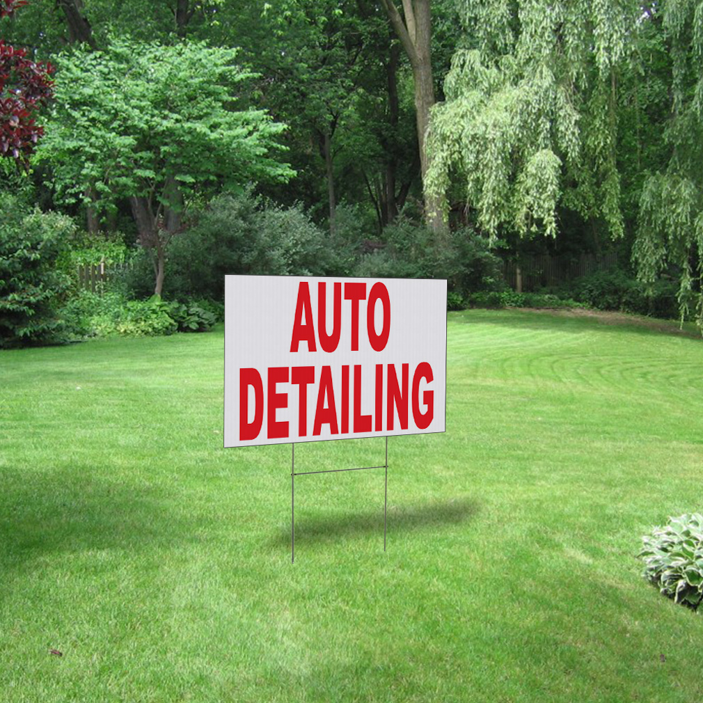 Weatherproof Yard Sign Auto Detailing Red Car Repair Shop B Lawn Garden