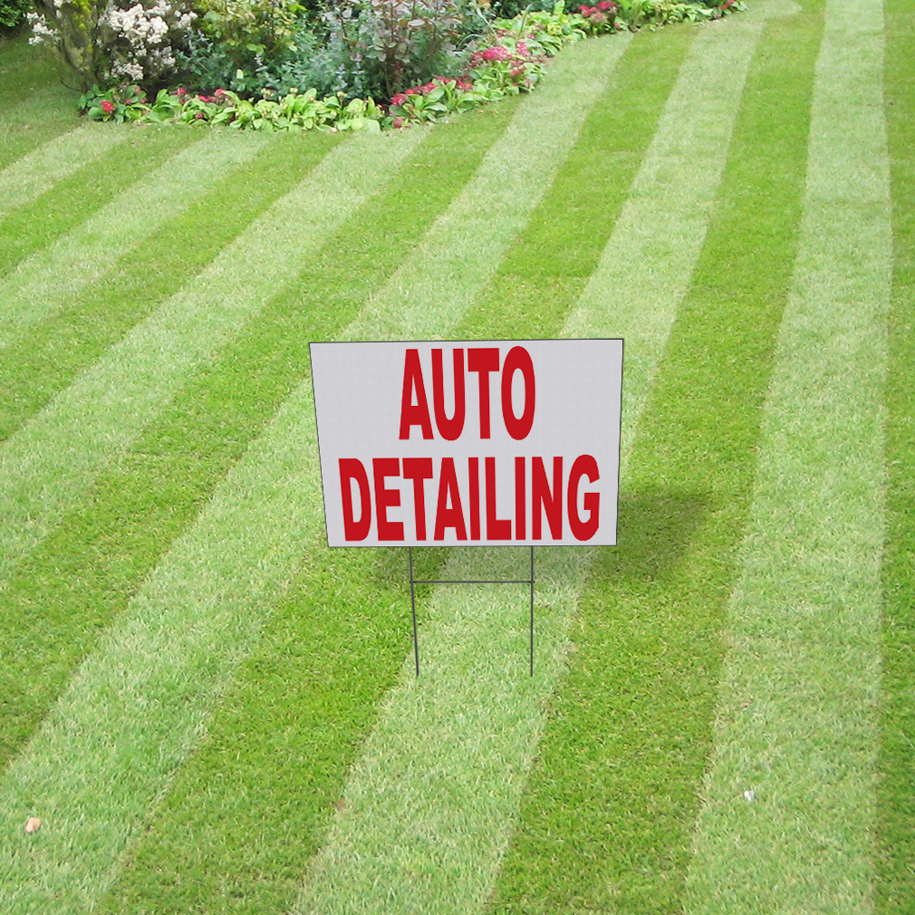 Weatherproof Yard Sign Auto Detailing Red Car Repair Shop B Lawn Garden