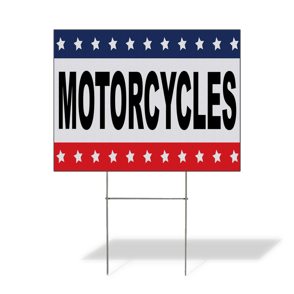 Weatherproof Yard Sign Motorcycles Black Red Blue Auto Car Repair Shop