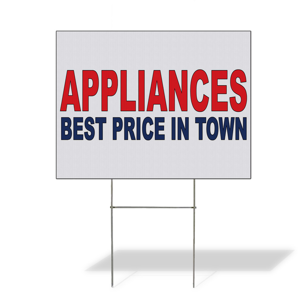 Weatherproof Yard Sign Appliances Best Price in Town Red Blue Lawn Garden