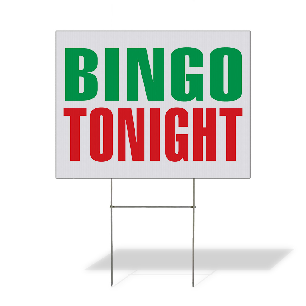 Weatherproof Yard Sign Bingo Tonight Green Red Lawn Garden Fundraising