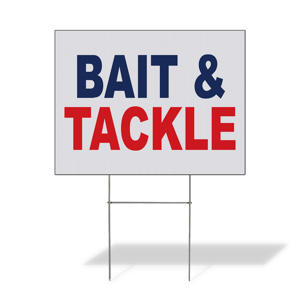 Weatherproof Yard Sign Bait Tackle Blue Red Lawn Garden | eBay