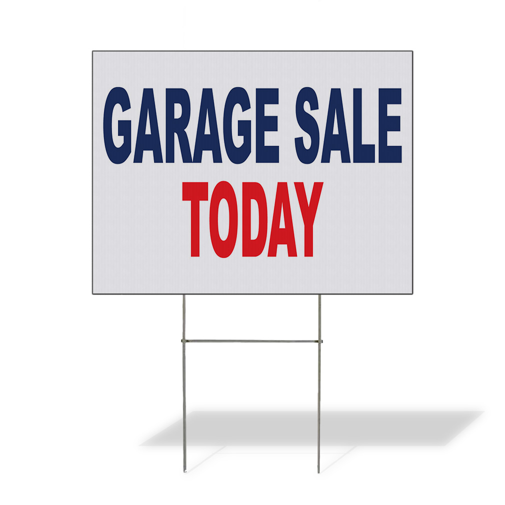 Weatherproof Yard Sign Garage Sale Today Blue Red Lawn Garden Door