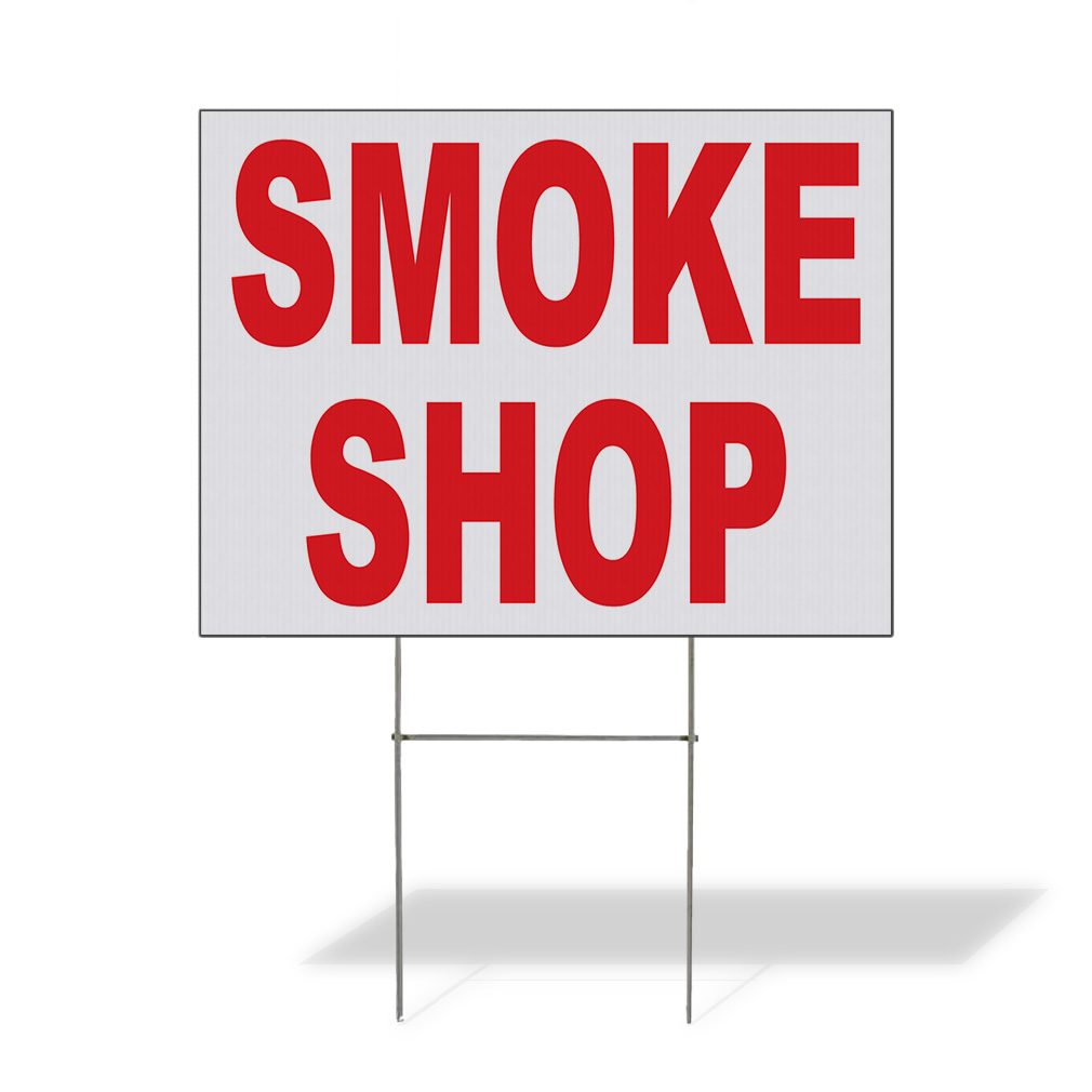 Weatherproof Yard Sign Smoke Shop Red Lawn Garden General Business