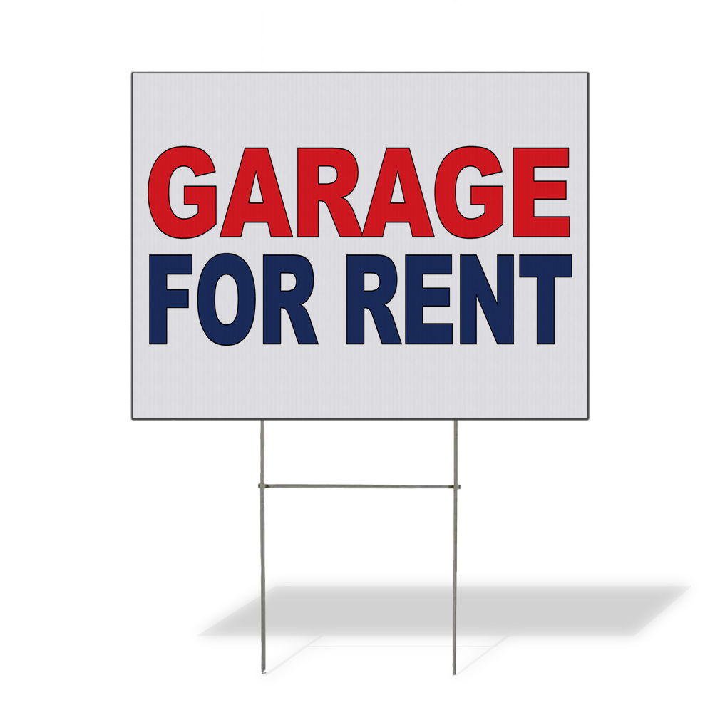 Weatherproof Yard Sign Garage for Rent Red Blue Lawn Garden Rentals