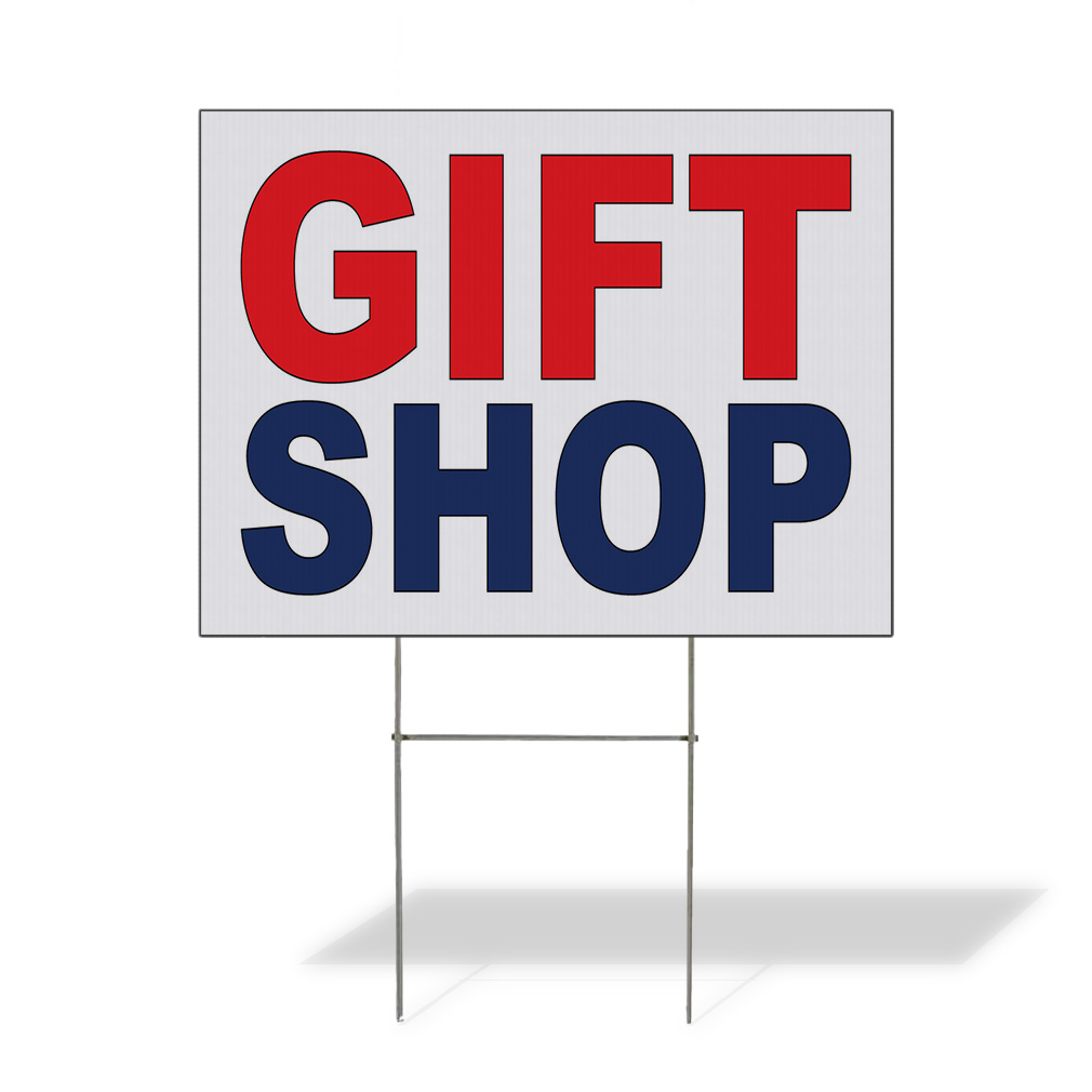 Weatherproof Yard Sign Gift Shop Red Blue Lawn Garden