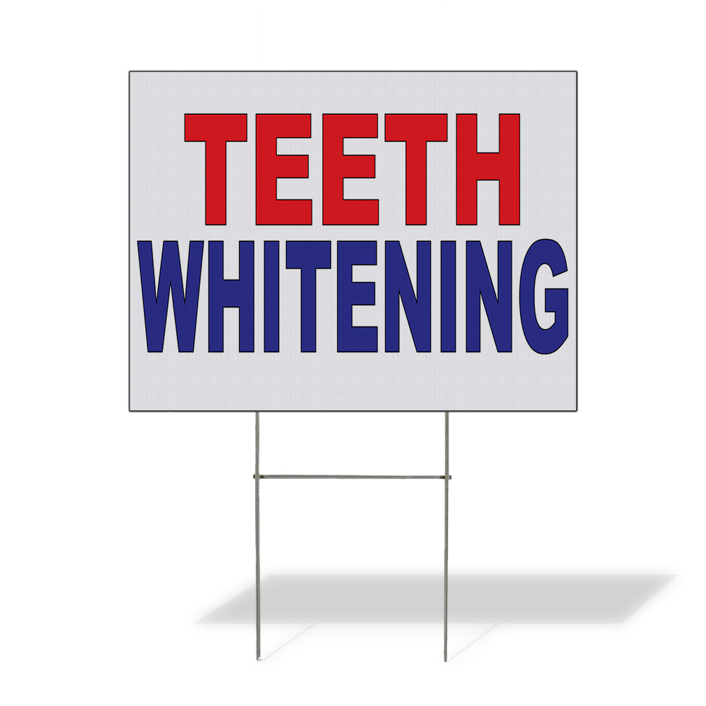 Weatherproof Yard Sign Teeth Whitening Red Blue Lawn Garden Dentists
