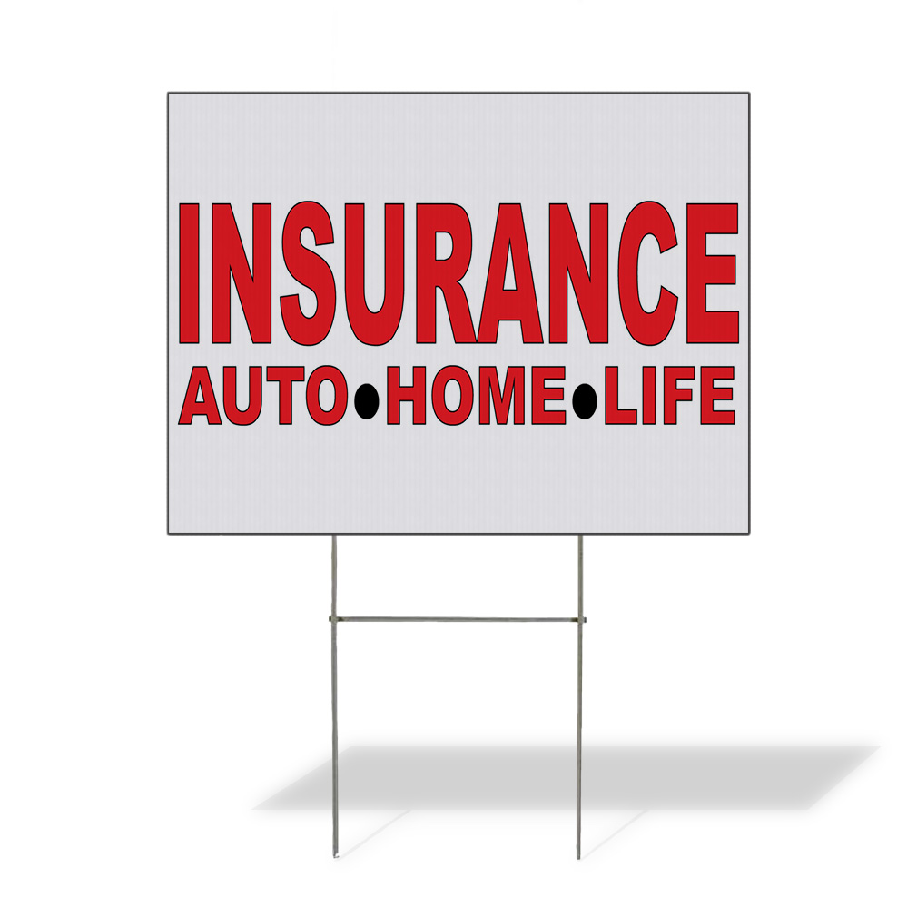 Weatherproof Yard Sign Insurance Auto Home Life Red Lawn Garden - Picture 1 of 6