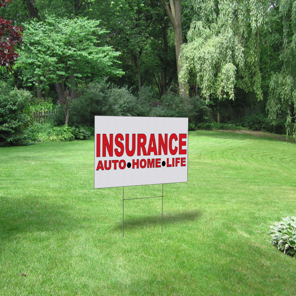 Weatherproof Yard Sign Insurance Auto Home Life Red Lawn Garden - Picture 3 of 6