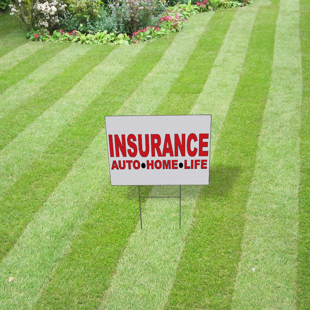 Weatherproof Yard Sign Insurance Auto Home Life Red Lawn Garden - Picture 4 of 6
