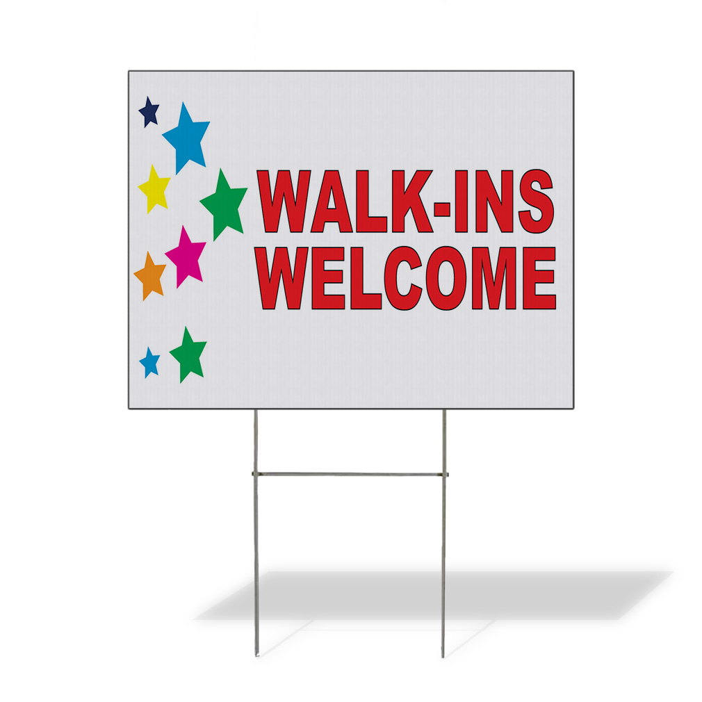 Weatherproof Yard Sign Walk-Ins Welcome Red Stars Lawn Garden