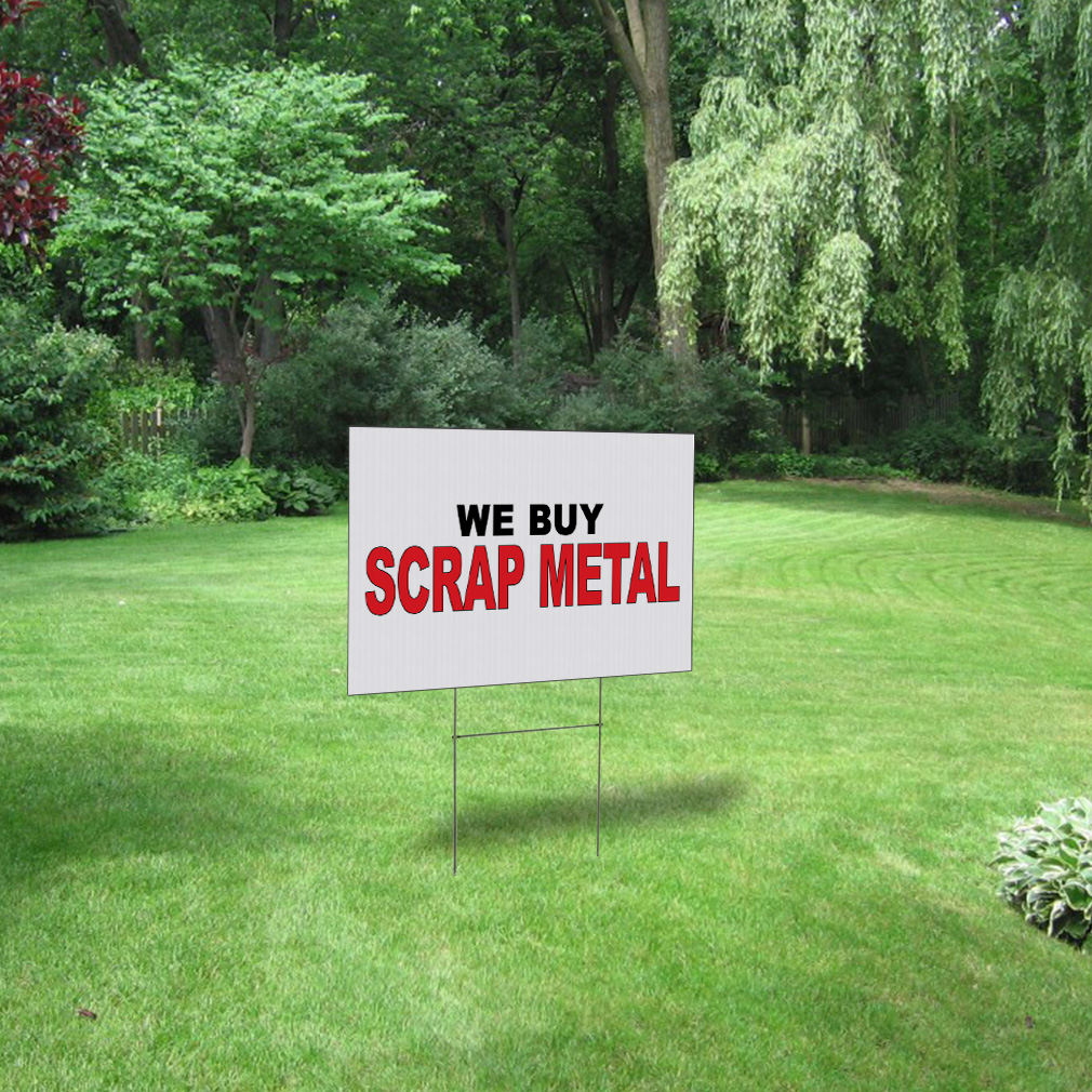 Weatherproof Yard Sign We Buy Scrap Metal Black Red Lawn Garden