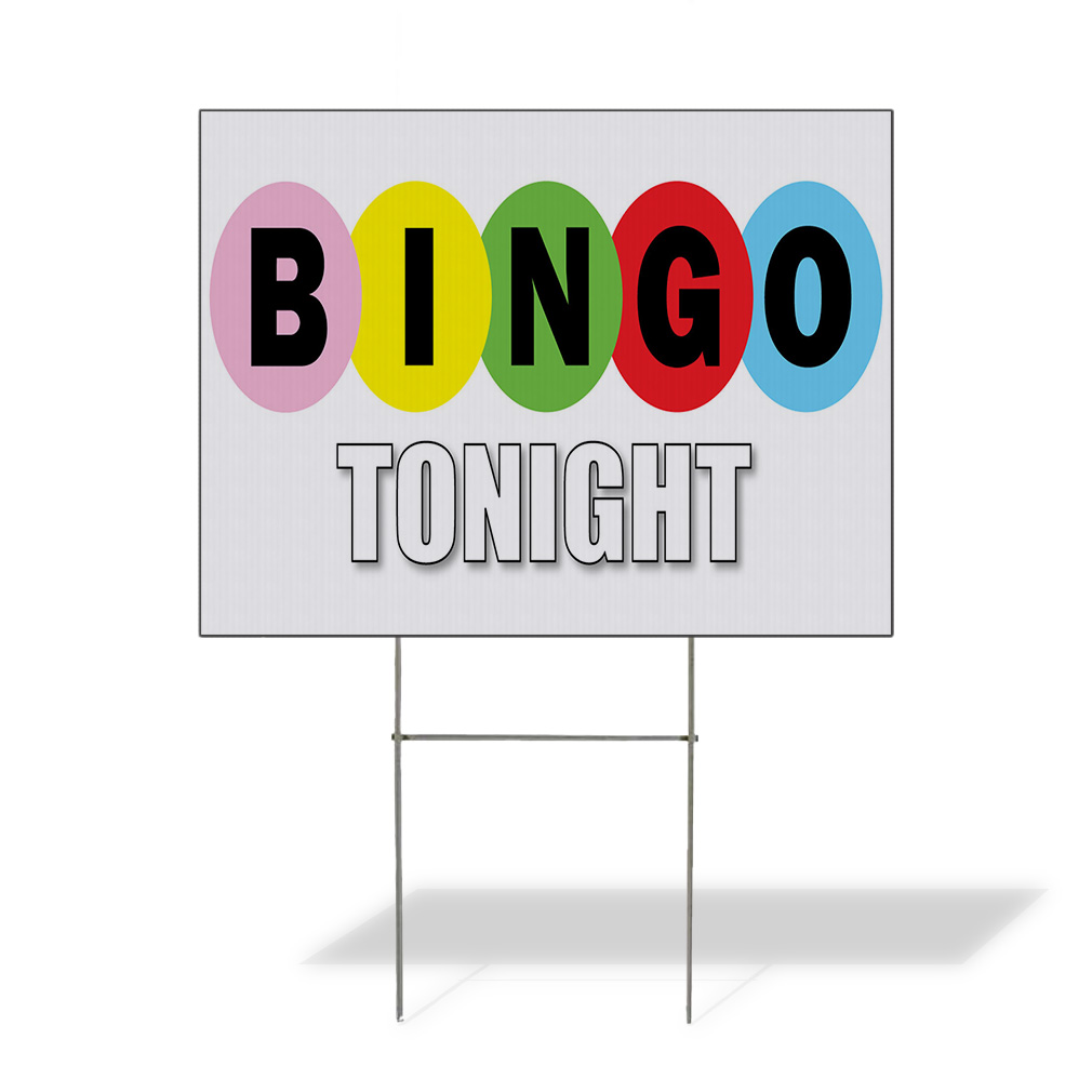 Weatherproof Yard Sign Bingo Tonight Business White Lawn Garden Fundraising