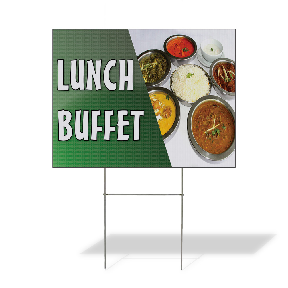 Weatherproof Yard Sign Lunch Buffet Restaurant Cafe Bar Green Lawn Garden