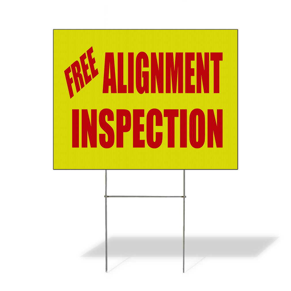 Weatherproof Yard Sign Free Alignment Inspection Business Yellow Lawn Garden