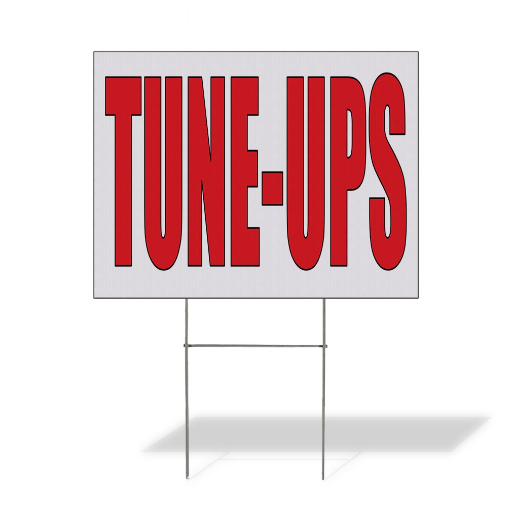Tune Sign Weatherproof Yard Sign Tune-Ups Auto Body Shop Car Repair B White Lawn ...