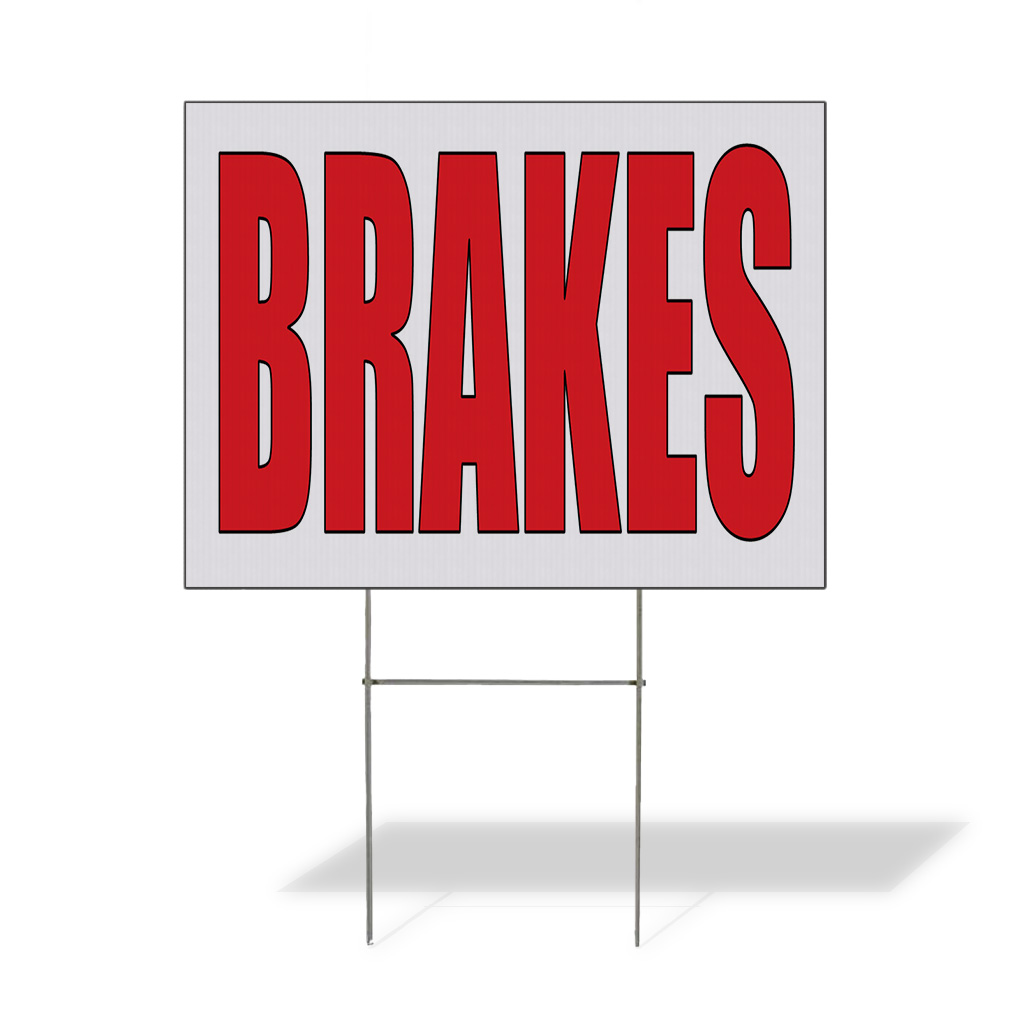 Weatherproof Yard Sign Brakes Auto Body Shop Car Repair B White Lawn ...