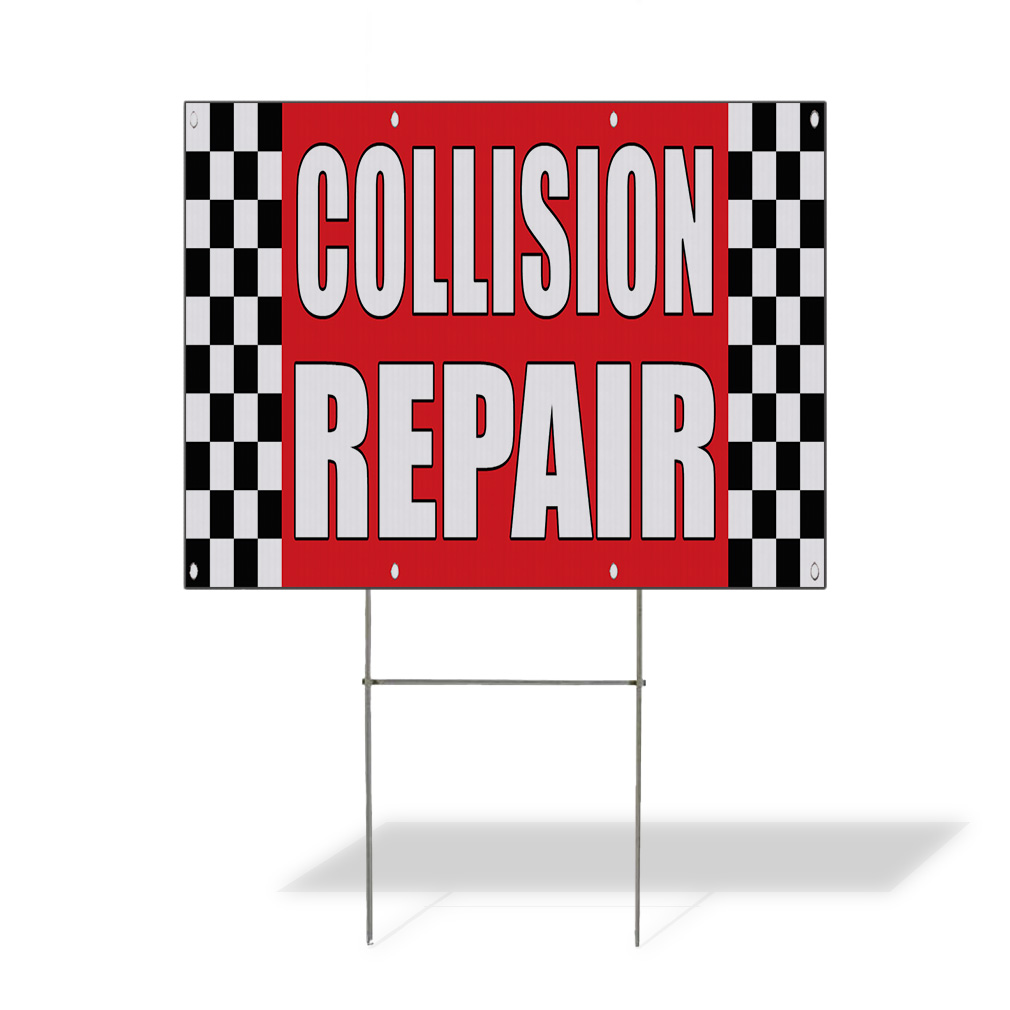 Weatherproof Yard Sign Collision Repair Auto Body Shop Car A Red Lawn ...