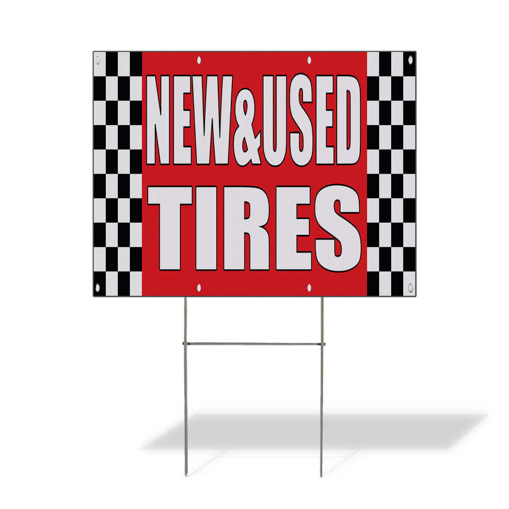 Weatherproof Yard Sign New& Used Tires Auto Body Shop Car Repair A Lawn Garden