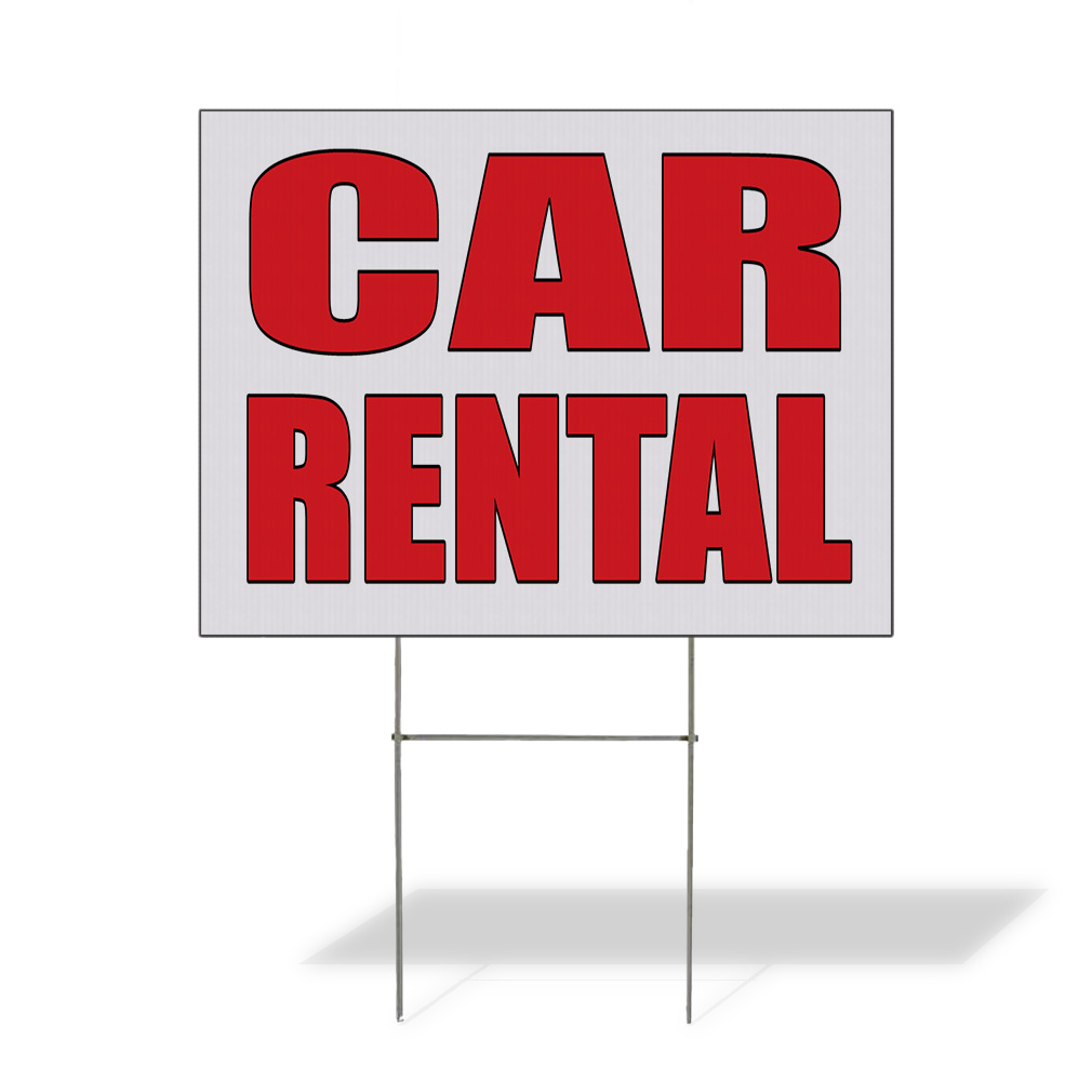 Weatherproof Yard Sign Car Rental Auto Body Shop Repair B White Lawn ...