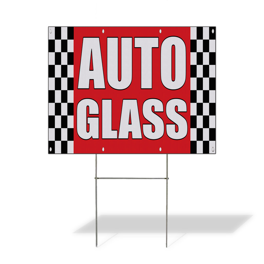 Weatherproof Yard Sign Auto Glass Body Shop Car Repair A Red Lawn Garden