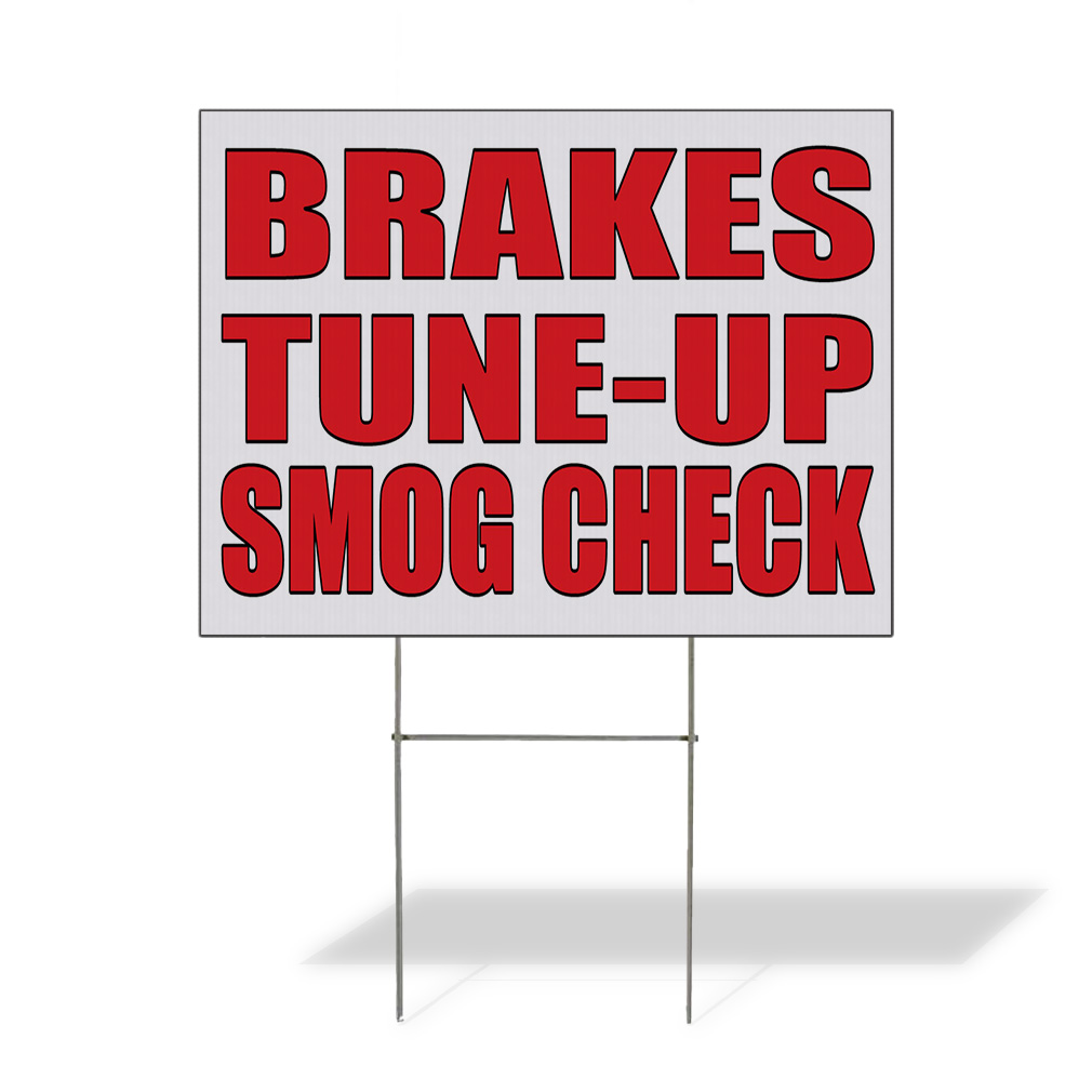 Weatherproof Yard Sign Brakes Tune-Up Smog Check Auto Body Shop Car B ...