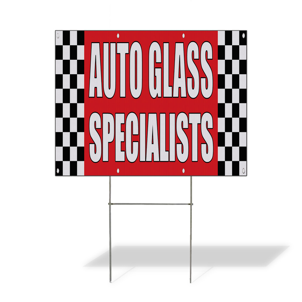 Weatherproof Yard Sign Auto Glass Specialists Body Shop Car A Red Lawn Garden