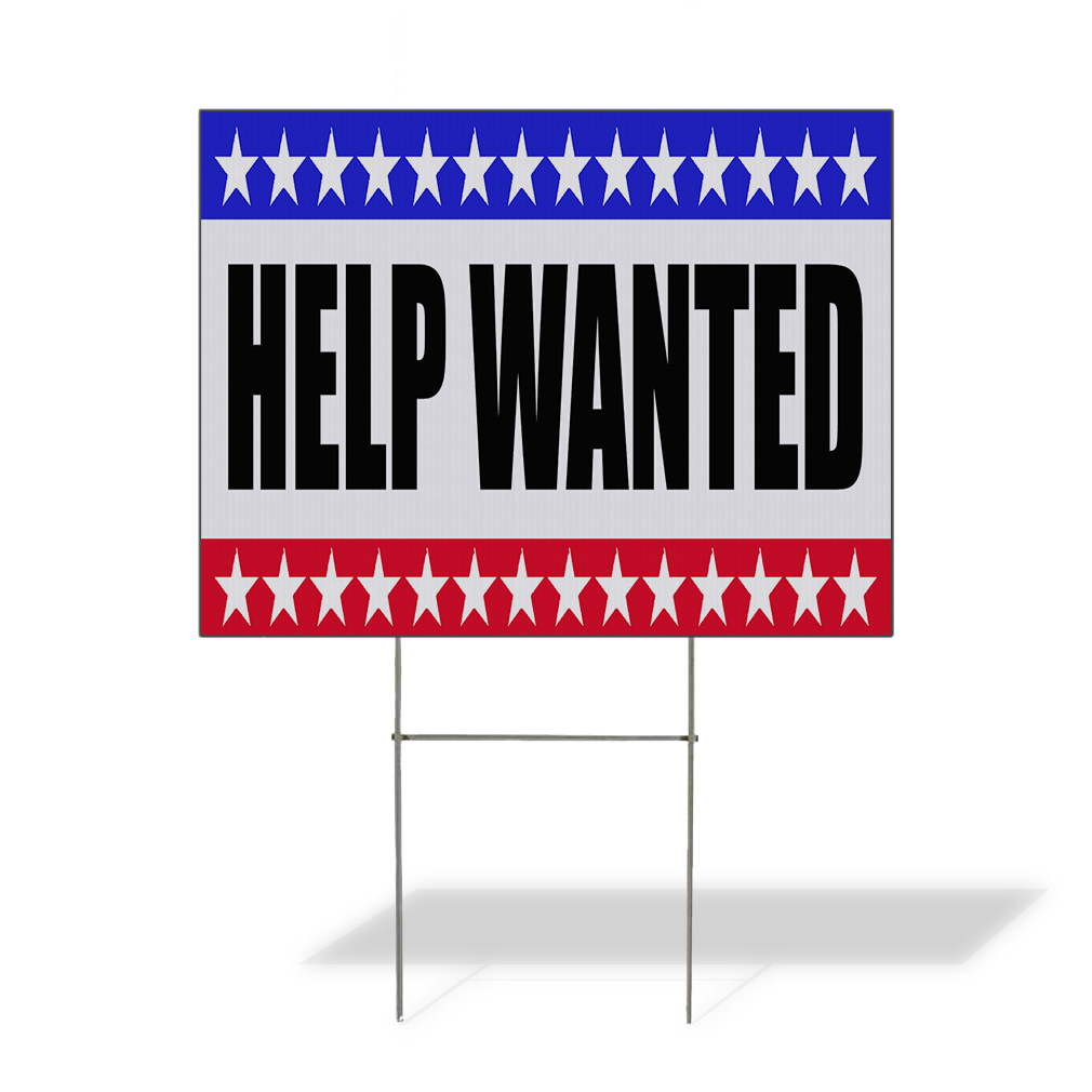 Weatherproof Yard Sign Help Wanted Business Blue Lawn Garden