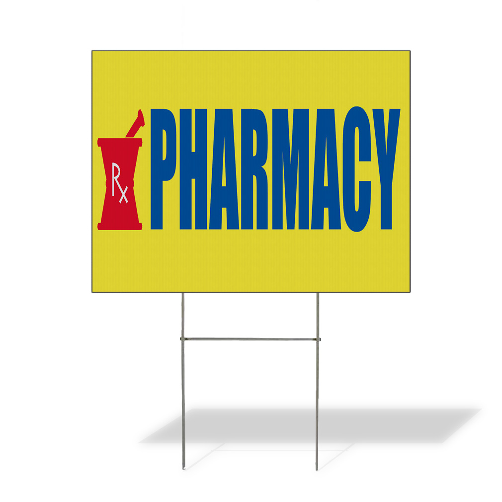 Weatherproof Yard Sign Pharmacy Promotion Business Yellow Lawn Garden