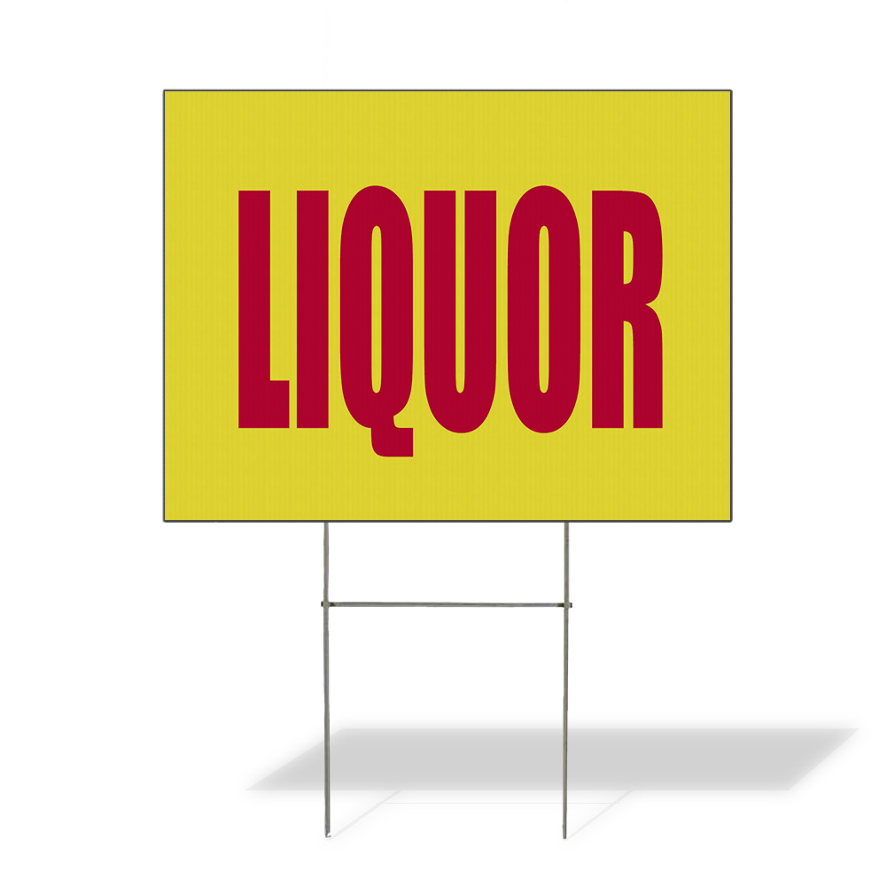 Weatherproof Yard Sign Liquor Promotion Business Yellow Lawn Garden