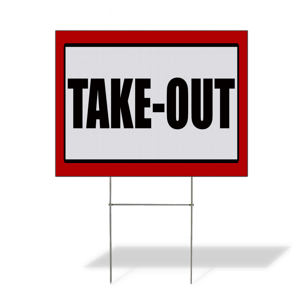 Weatherproof Yard Sign Take-Out Promotion Business Black Lawn Garden