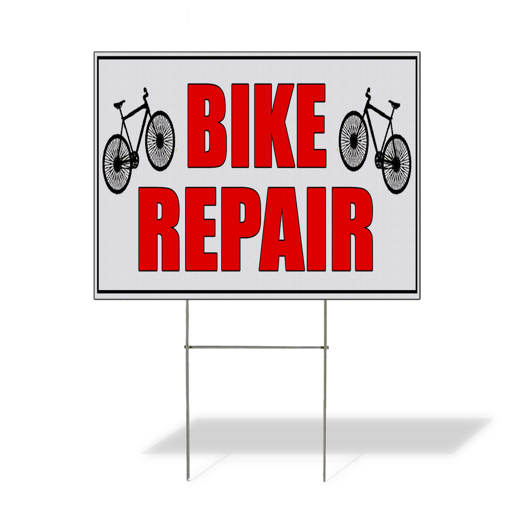 Weatherproof Yard Sign Bike Repair Business A Red Lawn Garden Shop